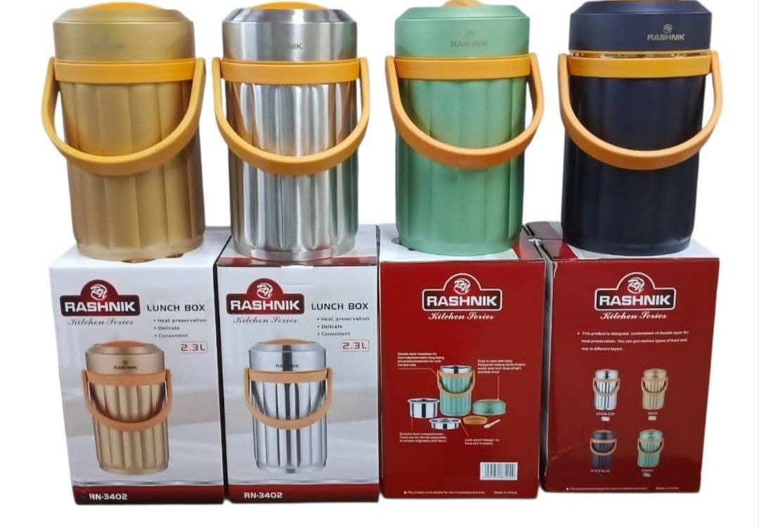 2.3L Rashnik Stainless Steel Food Flask / Lunch Carrier With 2 Inner