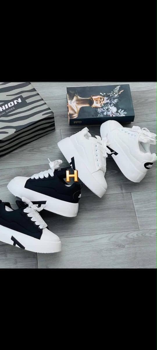 Stylish Black & White Casual Sneakers