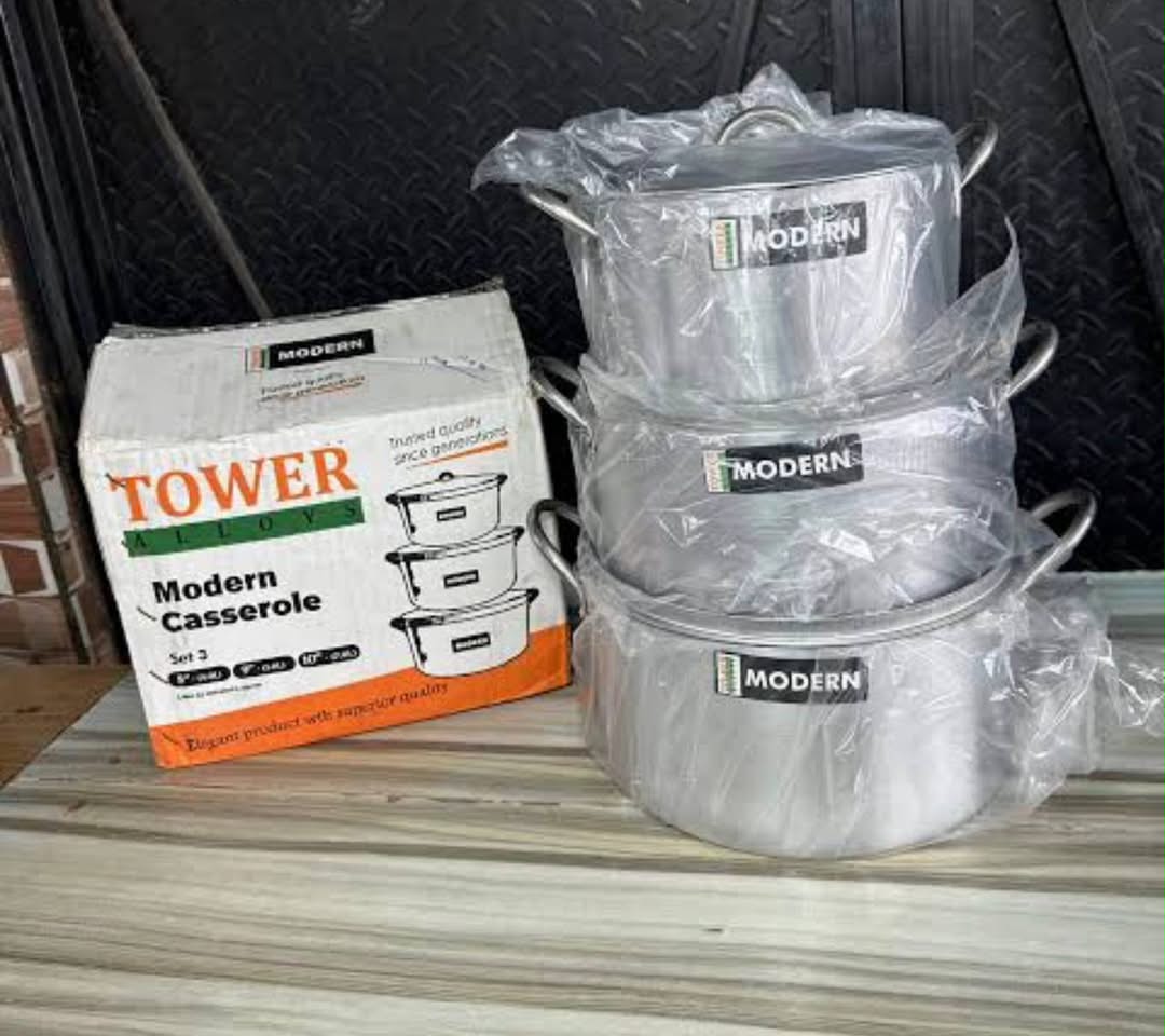 Tower Alloys Modern Casserole 3-Piece Aluminium Pot Set